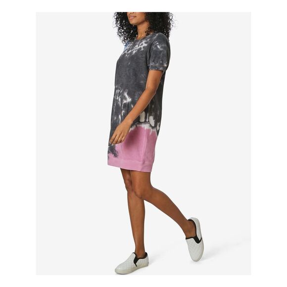 ULTRA FLIRT Womens Jersey Short Length Ribbed Pouf Crew Neck Mini Shift Dress - Picture 3 of 4